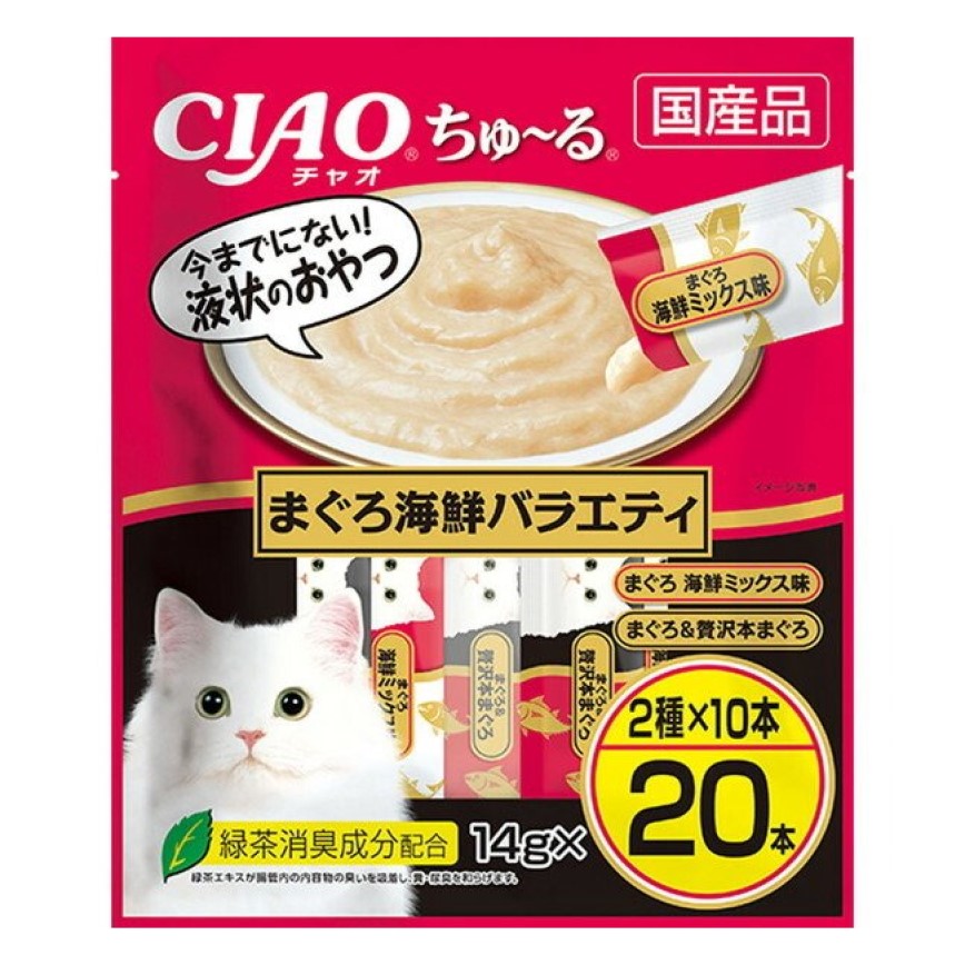 CIAO 肉泥 貓零食 金槍魚海鮮組合裝 14g 20本入 (DSC-01) 圖 1