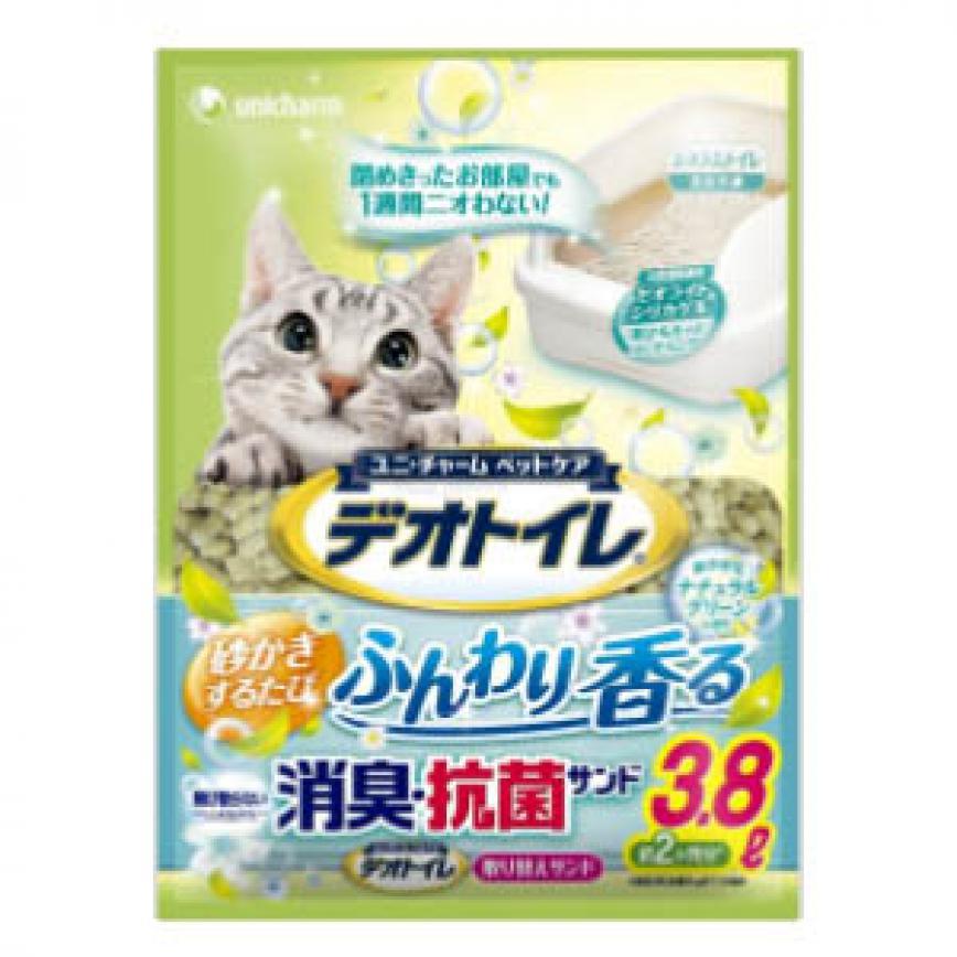 Unicharm 日本消臭大師消臭抗菌沸石 矽膠貓砂 田園花香味 3.8L
