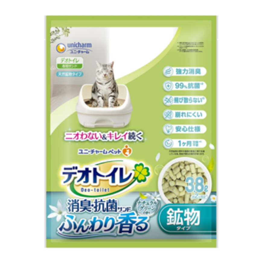 Unicharm 日本消臭大師消臭抗菌沸石 矽膠貓砂 田園花香味 3.8L 圖 3