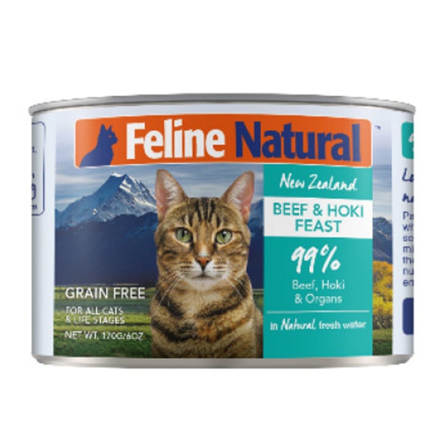 Feline Natural 牛肉藍尖尾鱈魚貓罐 170g