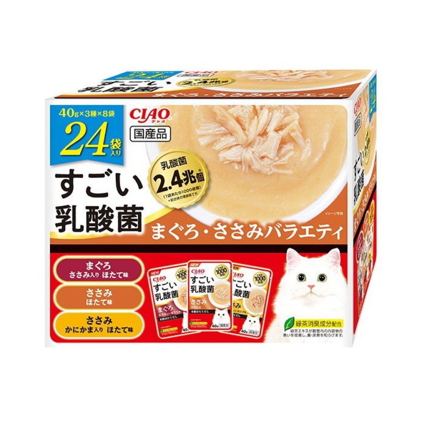 CIAO 貓濕糧 1000億個乳酸菌 金槍魚+雞肉組合裝 40g 24袋入 (IC-492) 圖 1