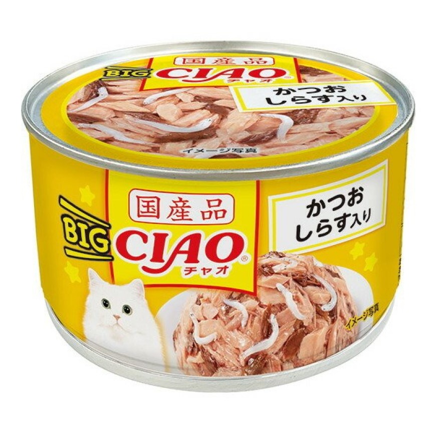 CIAO 貓罐頭 BIG 鰹魚+白飯魚味 160g (黃) (CC-54) 圖 1