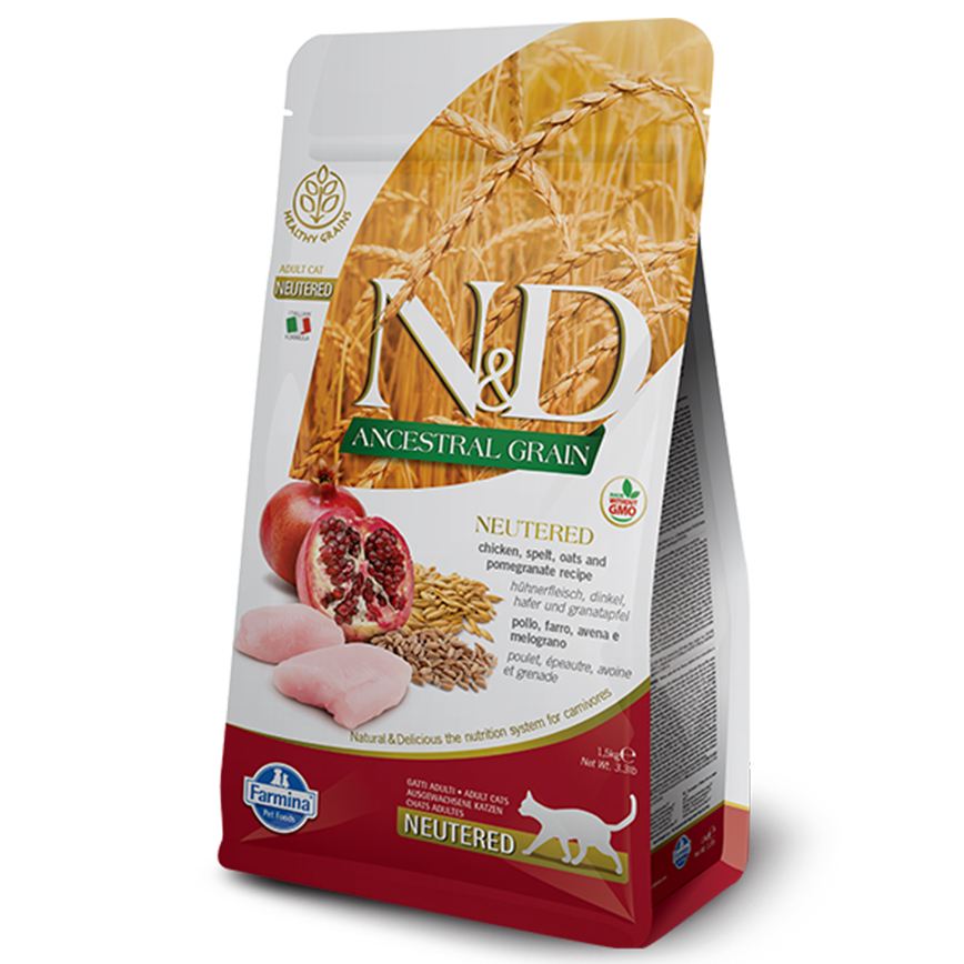 Farmina N&D 貓糧 低穀物貓糧 絕育成貓配方 石榴+雞 1.5kg (NDLCN015)
