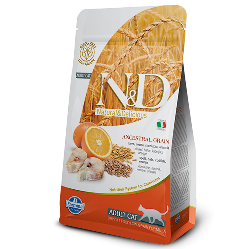 Farmina N&D 貓糧 低穀物貓糧 成貓配方 橙+魚 1.5kg (NDLCF015)