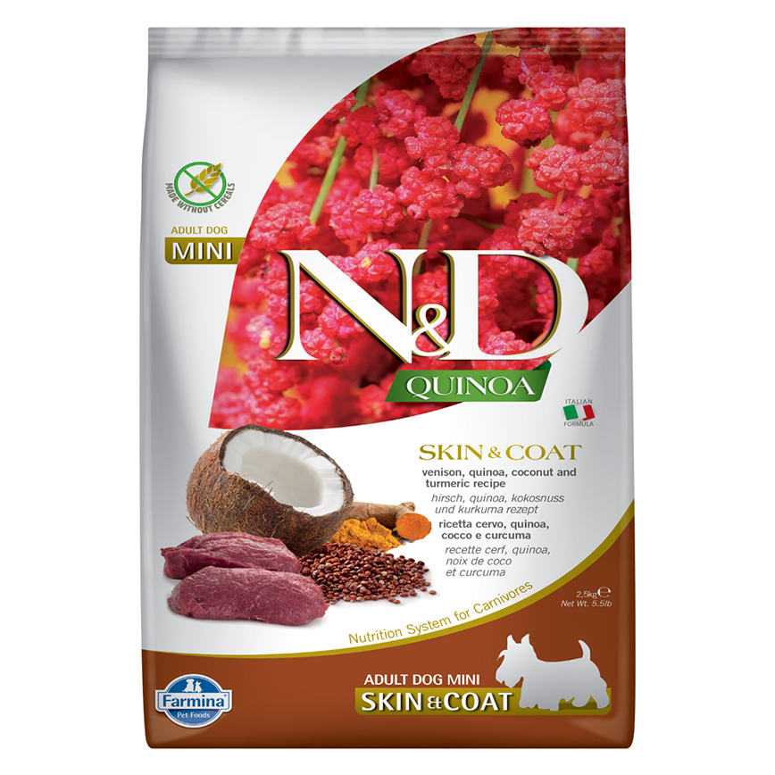 Farmina N&D 狗糧 藜麥功能天然狗糧 皮毛護理配方 細粒款 鹿肉 2.5kg (NDQDCV025)