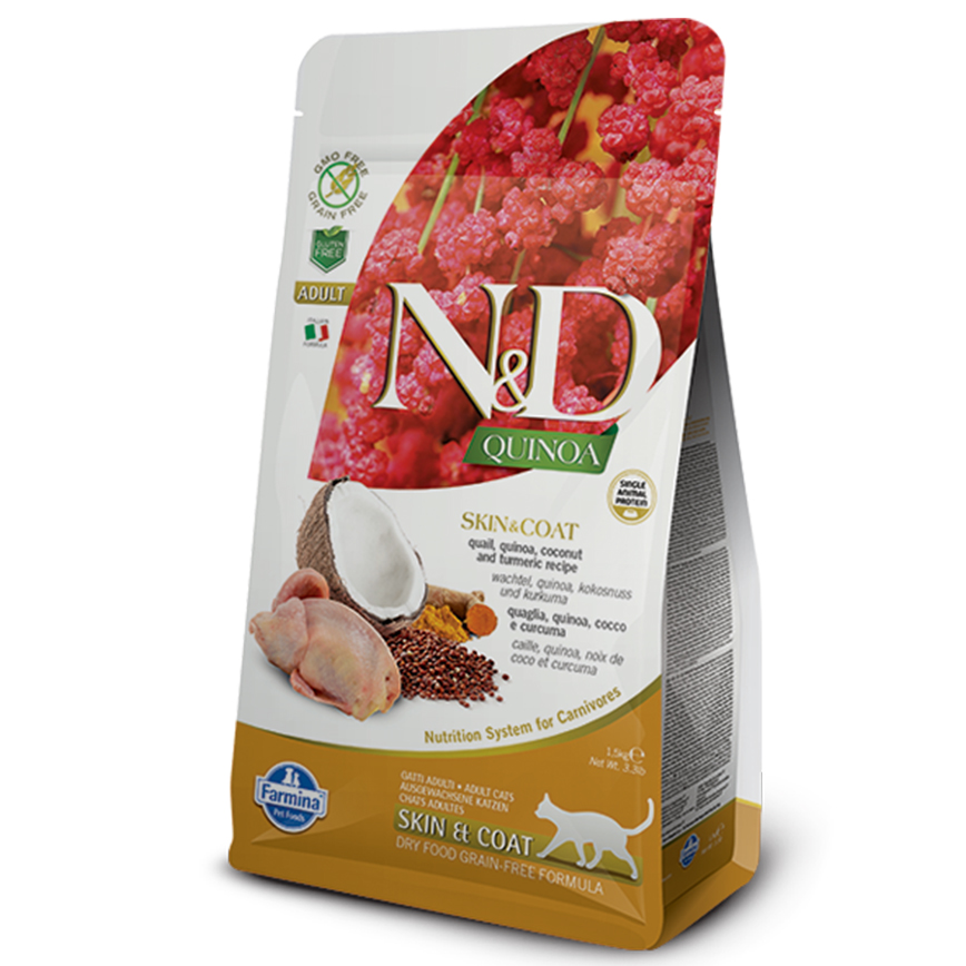 Farmina N&D 貓糧 藜麥功能天然貓糧 皮膚護理配方 鵪鶉 1.5kg (NDQC003)