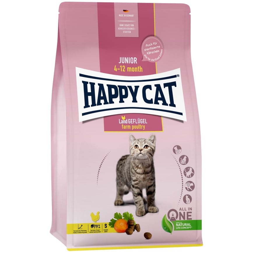 Happy Cat Young系列 幼貓糧 雞肉配方 (四個月到十二個月) 5.2kg 或 (4包1.3kg夾袋)