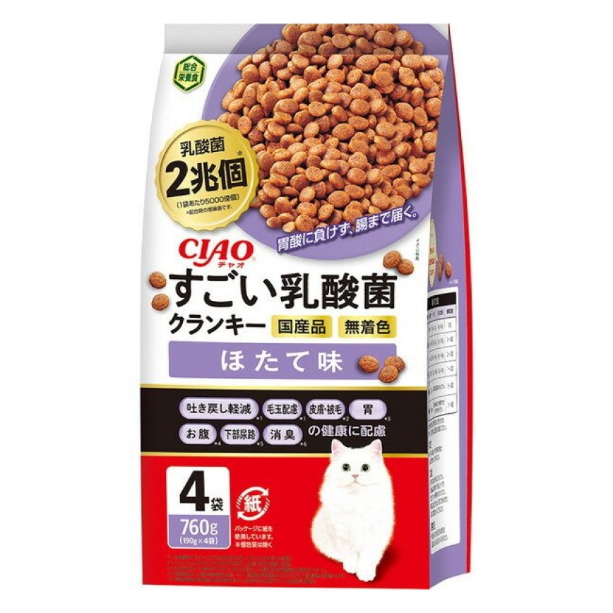 CIAO 貓糧 日本2兆個乳酸菌 扇貝味 190g 4袋入 (紫) (P-304) 圖 1
