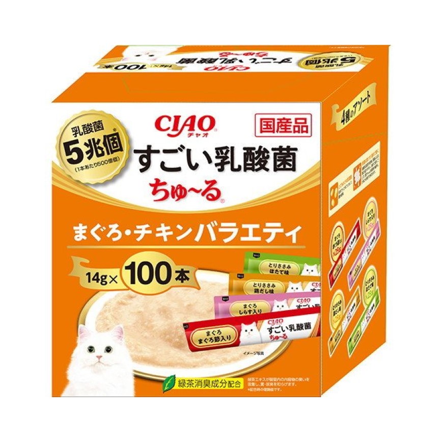 CIAO 肉泥 貓零食 5兆個乳酸菌 金槍魚+雞肉組合裝 14g 100本入 (SC-442) (TBS) 圖 1
