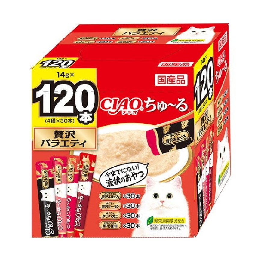 CIAO 肉泥 貓零食 豪華組合裝 14g 120本入 (SC-217) 圖 1