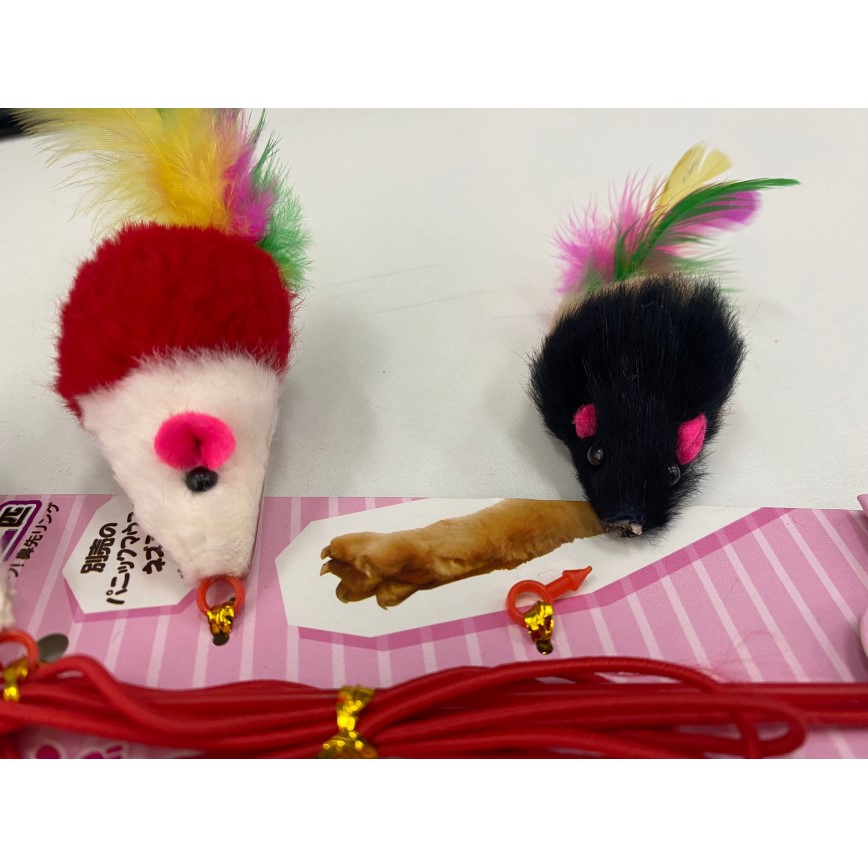 日本MARUKAN 天然毛使用老鼠逗貓棒 三隻老鼠 CT-408 (瑕疵品) 圖 2