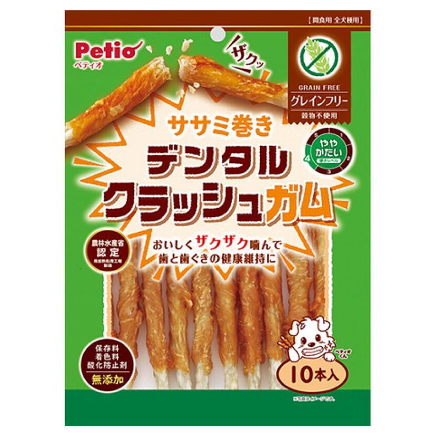 Petio 狗零食 無穀物潔齒低脂香脆雞柳肉牛皮卷 10條裝 (90502888)