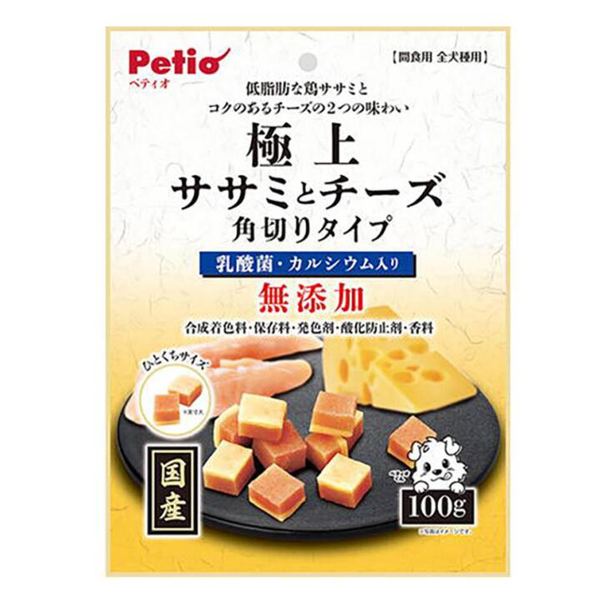 Petio 狗零食 極上 日本產無添加 雞柳肉&芝士 角切粒粒 (+鈣．乳酸菌) 100g (90503013)