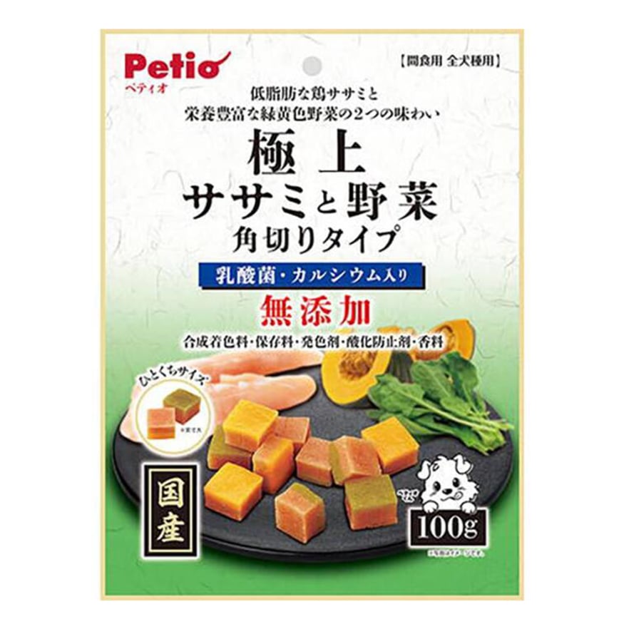 Petio 狗零食 無添加雞柳肉&野菜 角切粒 100g