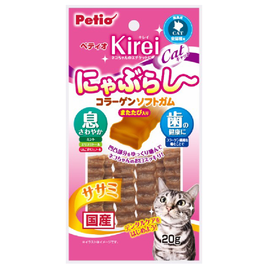 Petio 貓零食 日本產骨膠原纖維 雞柳肉潔齒波浪條 (木天蓼入) 20支裝 (90602096)