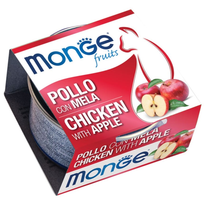 Monge 貓罐頭 清新鮮果系列 成貓配方 雞肉蘋果 80g (MO3345) (新舊包裝隨機發貨) 圖 2