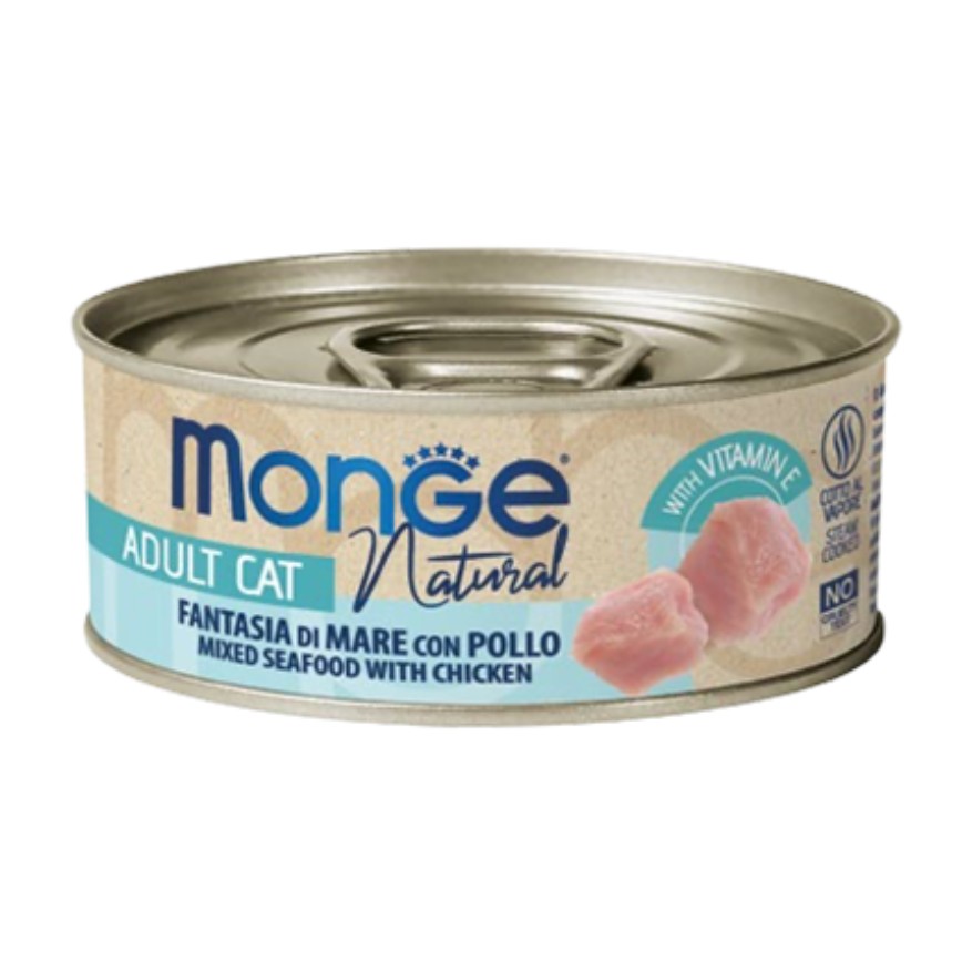 Monge 貓罐頭 高蛋白質野生海洋系列 海鮮雜燴雞肉 80g (MO7269) (新舊包裝隨機發貨)