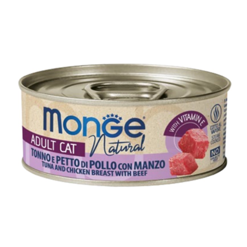 Monge 貓罐頭 高蛋白質野生海洋系列 吞拿魚雞肉牛肉 80g (MO7276) (新舊包裝隨機發貨)