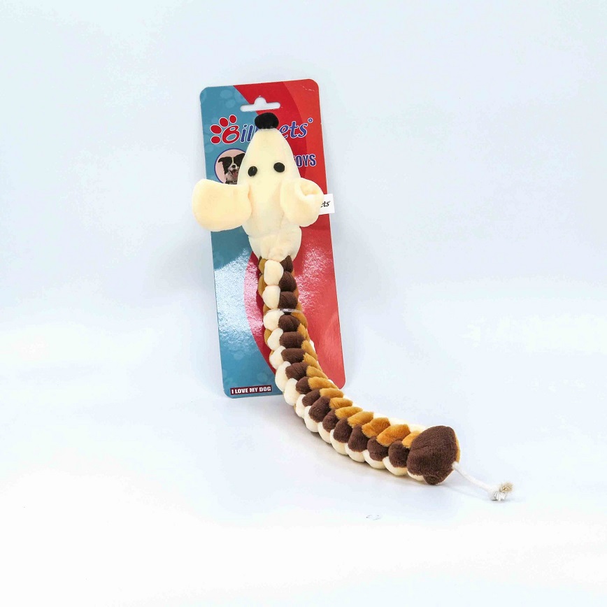 Billipets 狗玩具 三色編織長圓身狗 淺啡 (NS-16254C)