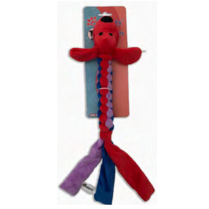Billipets 狗玩具 三色編織長圓身狗 紅色 40cm (NS-16255)
