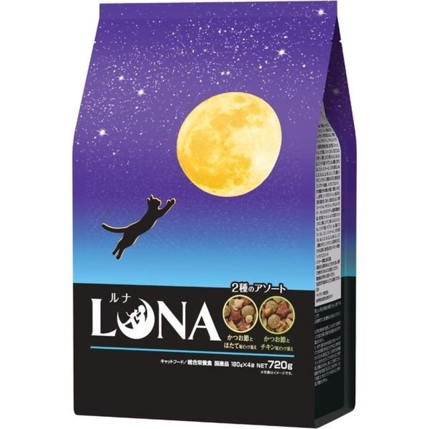 日本Petline 貓糧 LUNA 成貓用 日本國產 鰹魚扇貝+雞肉 720g (紫藍)