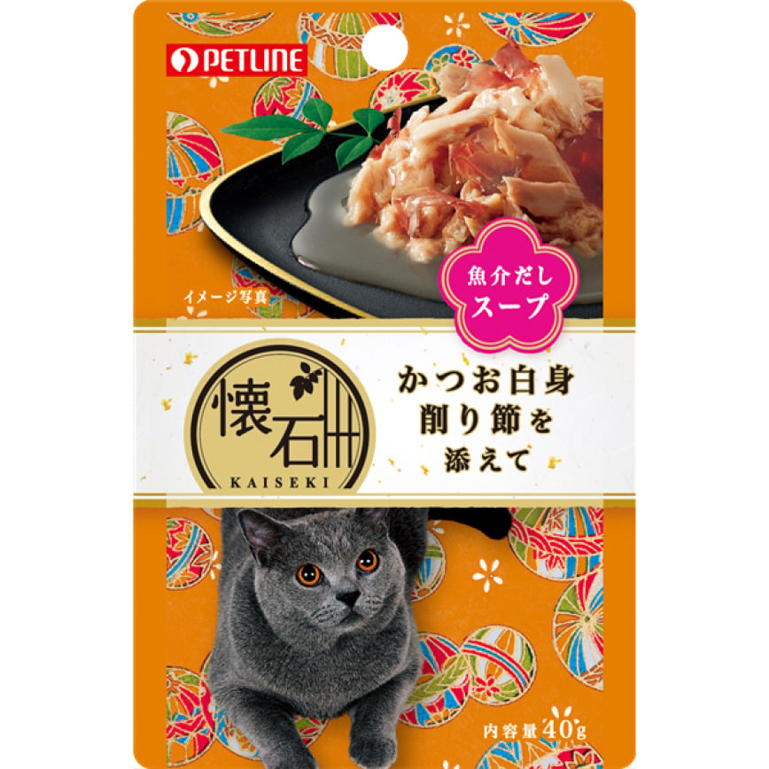 日本Petline 懷石料理 貓餐包 水分補給 鰹魚+鰹魚節 40g (KP10)