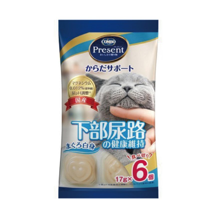 日本COMBO Present 貓零食 金槍魚肉泥布甸 下部尿路健康配方 17g 6個入