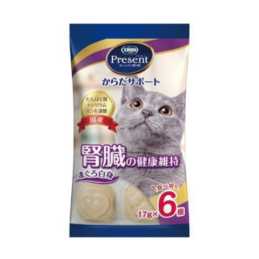 日本COMBO Present 貓零食 金槍魚肉泥布甸 腎臟健康配方 17g 6個入