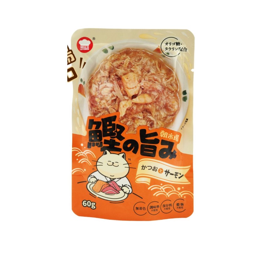 日本HELL'S KITCHEN 朝市場 鰹旨味 貓濕糧 鰹魚+三文魚 60g