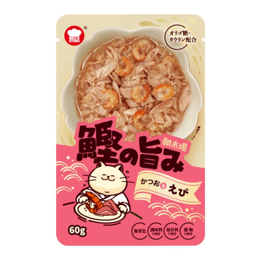 日本HELL'S KITCHEN 朝市場 鰹旨味 貓濕糧 鰹魚+蝦 60g