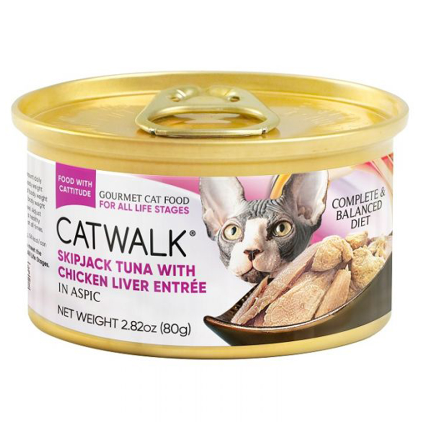 CATWALK 貓主食罐 鰹吞拿魚 + 雞肝 Skipjack Tuna With Chicken Liver Entrée 80g (CW-TLC)