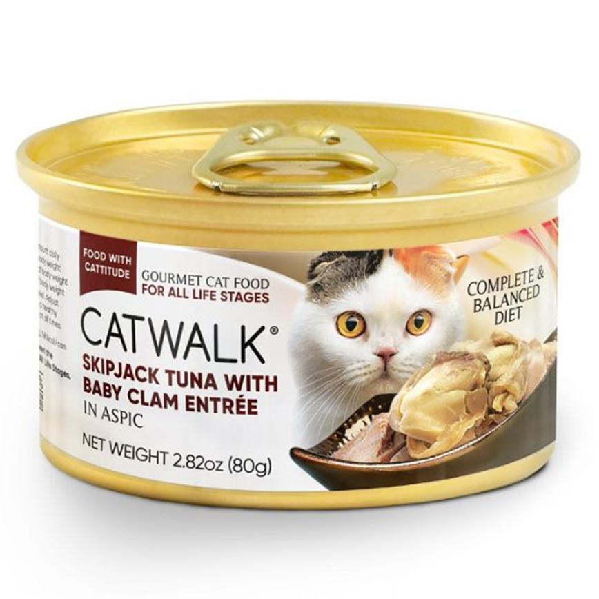 CATWALK 貓主食罐 鰹吞拿魚 + 蜆肉 Skipjack Tuna With Baby Clam Entrée 80g (CW-BCC)