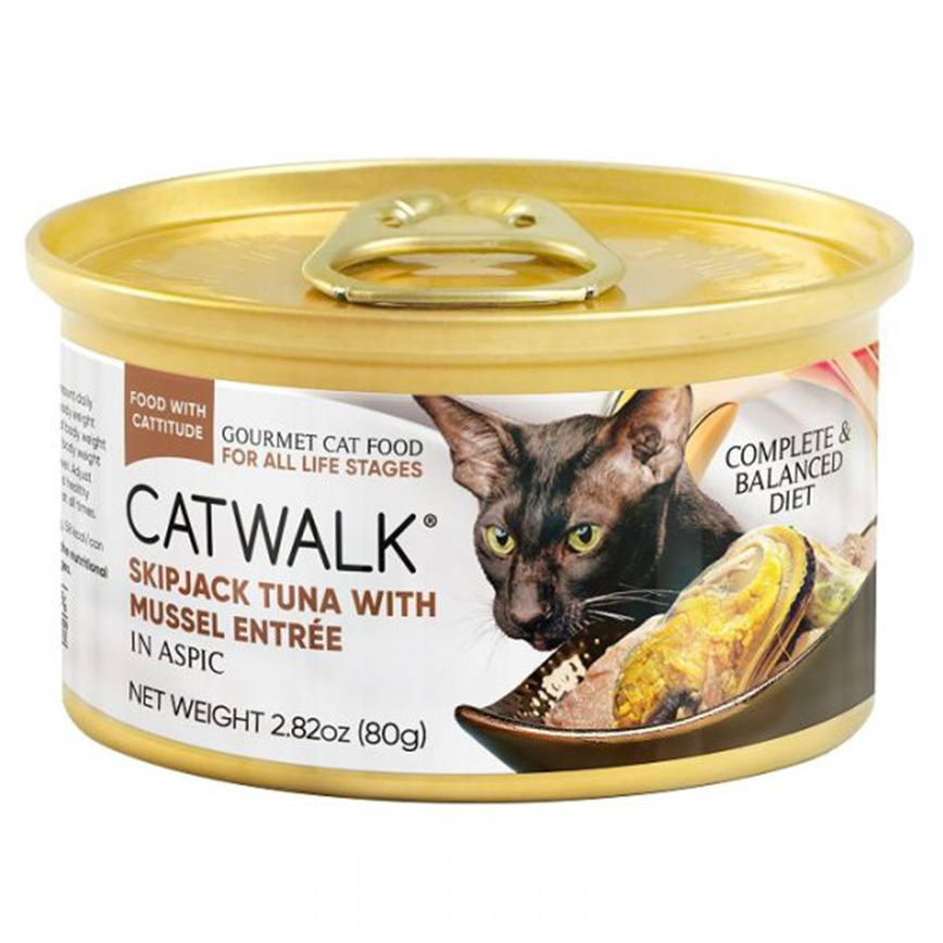 CATWALK 貓主食罐 鰹吞拿魚 + 青口 Skipjack Tuna with Mussel Entrée 80g (CW-LBC)
