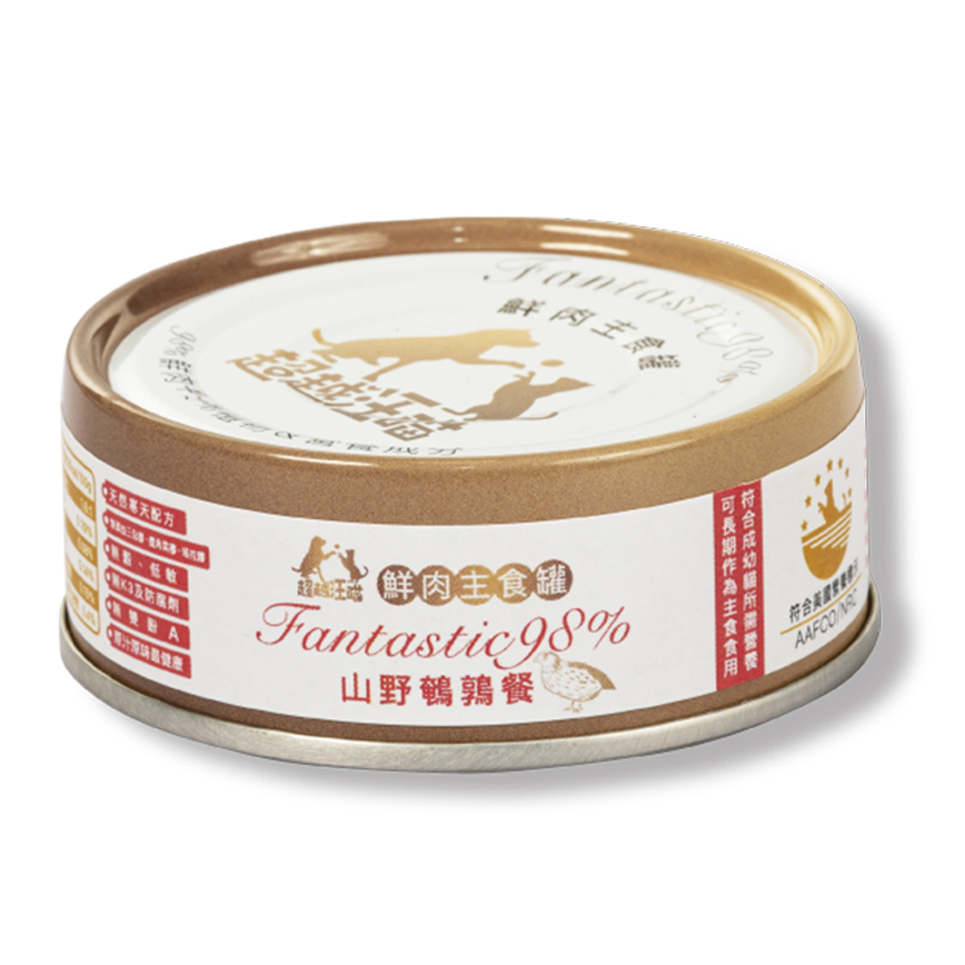 超越汪喵 98%鮮肉主食罐 山野鵪鶉餐 80g (BP0003)