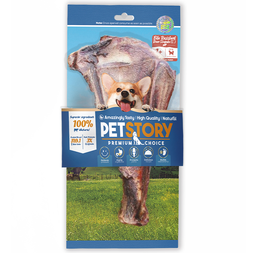 Pet Story 狗零食 訓犬小食 狗狗潔齒磨牙骨 日本無添加鹿骨肩胛骨 (L) 1支 圖 1