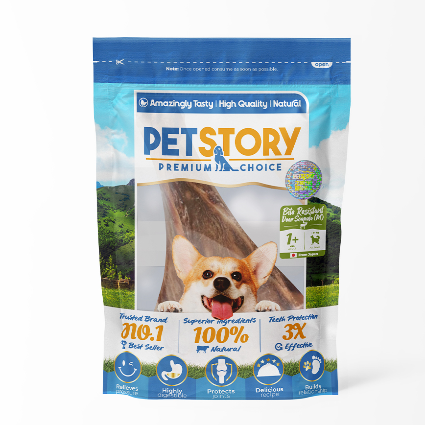 Pet Story 狗零食 訓犬小食 狗狗潔齒磨牙骨 日本無添加鹿骨肩胛骨 (M) 1支
