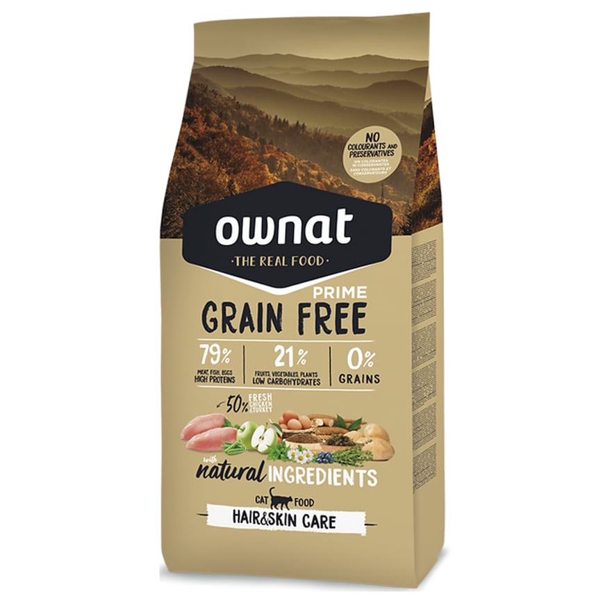 ownat 全齡貓糧 放牧雞⾁與火雞 ⽪⽑靚 1kg (31462)