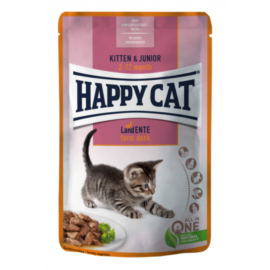 Happy Cat 貓濕糧 初生及幼貓配方 鴨肉 85g (70625)