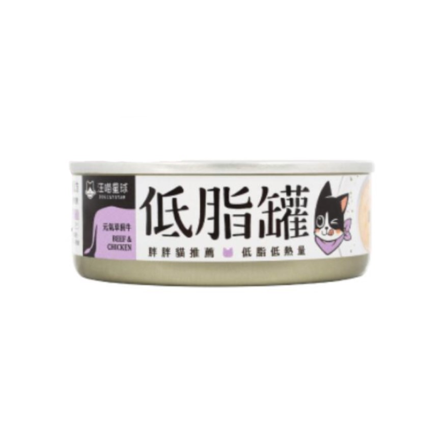 汪喵星球 貓用 低脂主食罐 元氣草飼牛 80g