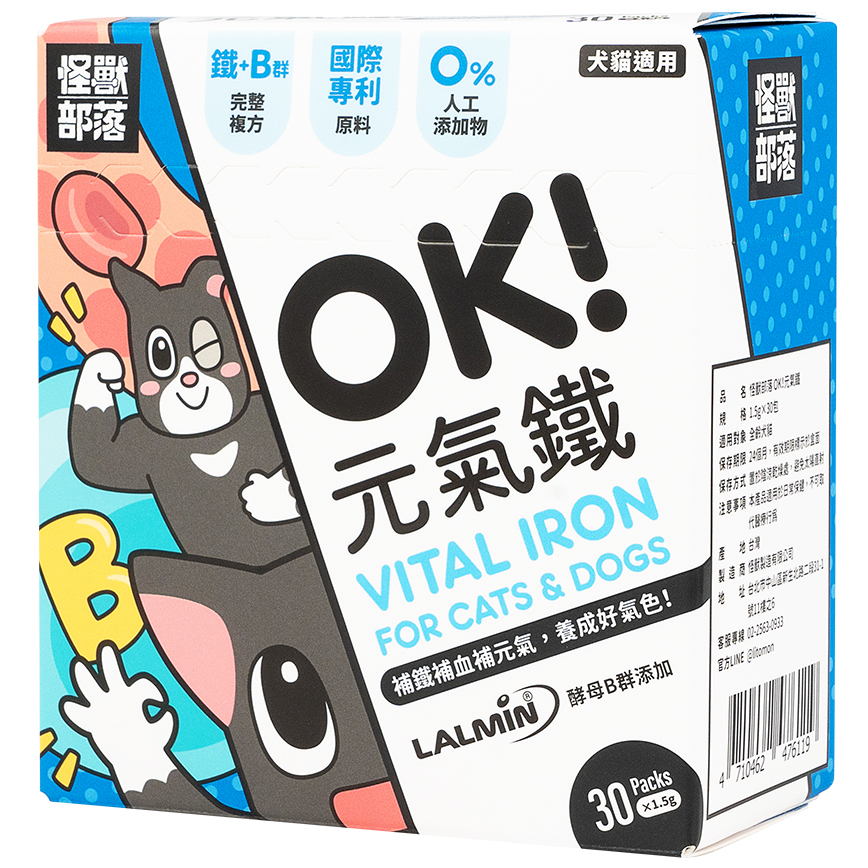 怪獸部落 貓狗保健品 OK!元氣鐵 1.5g*30包