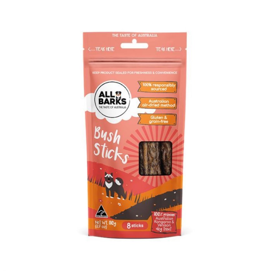 All Barks Bush Sticks 袋鼠鹿肉棒棒狗小食 110g (DTABFAAB009ZZ)