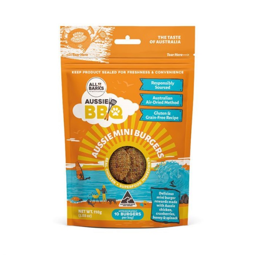 All Barks Aussie 迷你雞肉蔬菜漢堡狗小食 110g (DTABFAABR001Z) (TBS)
