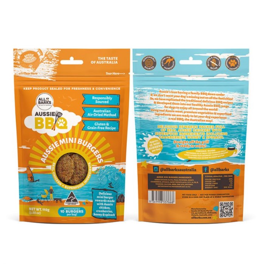 All Barks Aussie 迷你雞肉蔬菜漢堡狗小食 110g (DTABFAABR001Z) (TBS) 圖 2