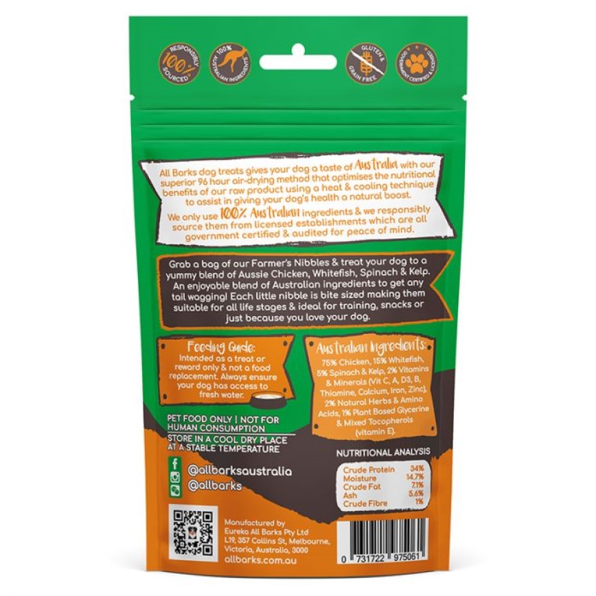 All Barks Farmer's Nibbles 雞肉白魚粒粒狗小食 100g (DTABFAAB010ZZ) 圖 2