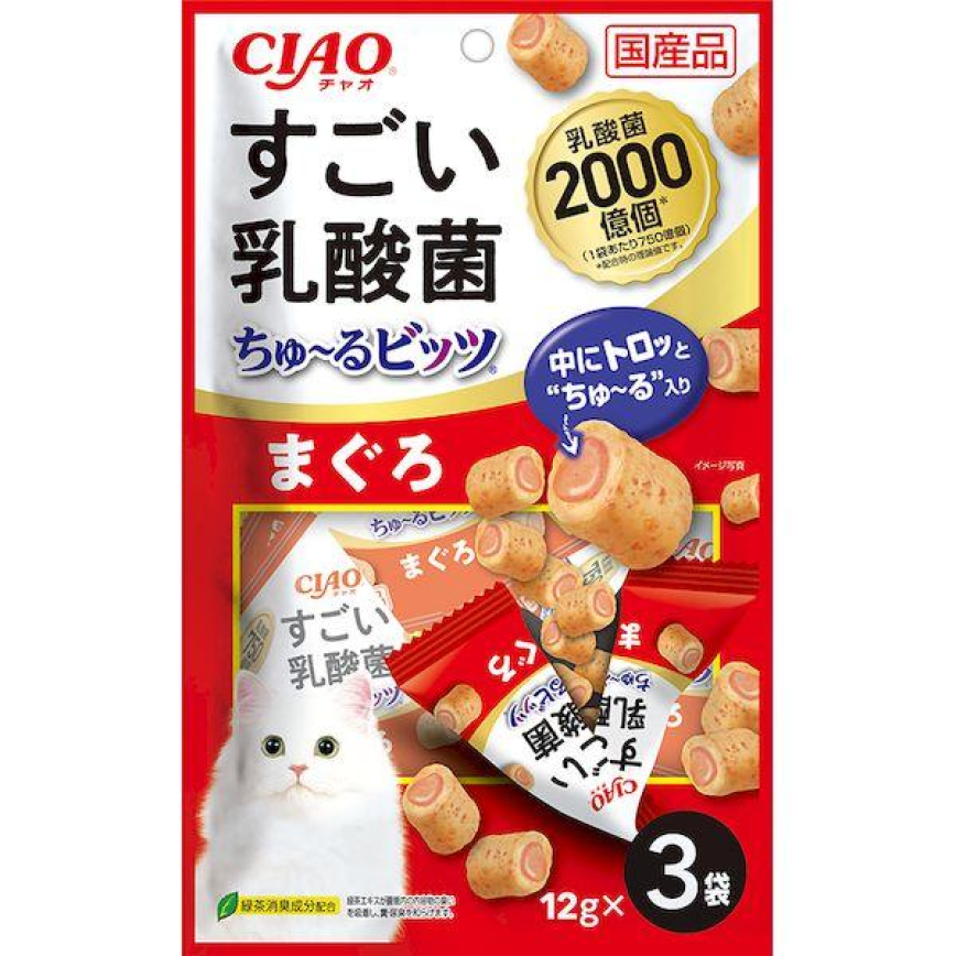 CIAO 貓零食 日本2000億個乳酸菌零食粒 金槍魚味 12g 3袋入 (CS-214) 圖 1