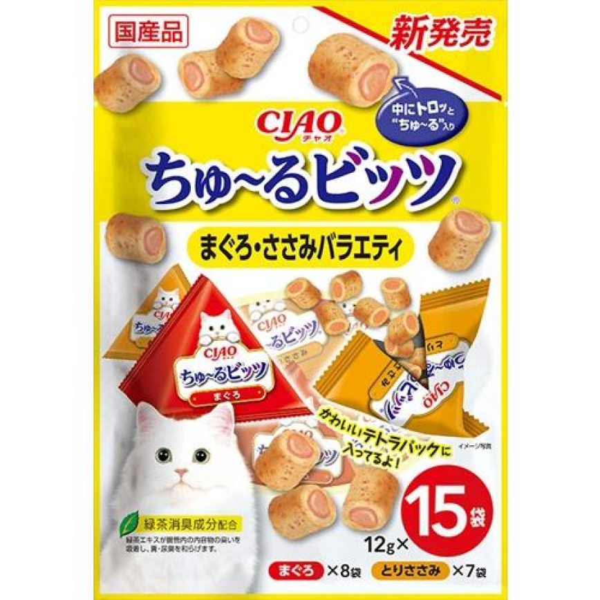 CIAO 貓零食 日本750億個乳酸菌零食粒 金槍魚及雞肉味組合裝 12g x 15袋 (CS-207) 圖 1
