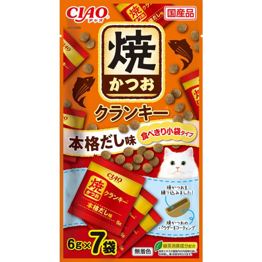 CIAO 貓零食 日本Crunky 燒鰹魚夾心脆餅 高湯味 6g 7袋入 (P-216) 圖 1