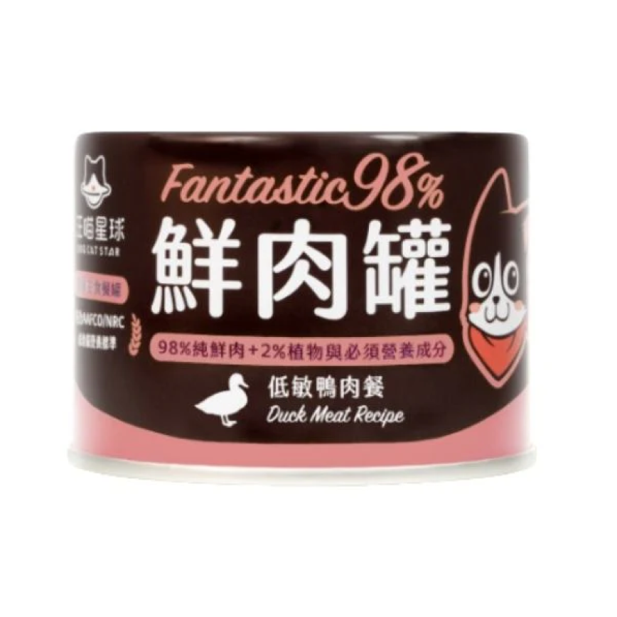 汪喵星球 貓罐頭 DogCatStar 貓用98% 鮮肉無膠主食罐 低敏鴨肉 165g (FM126) 圖 1