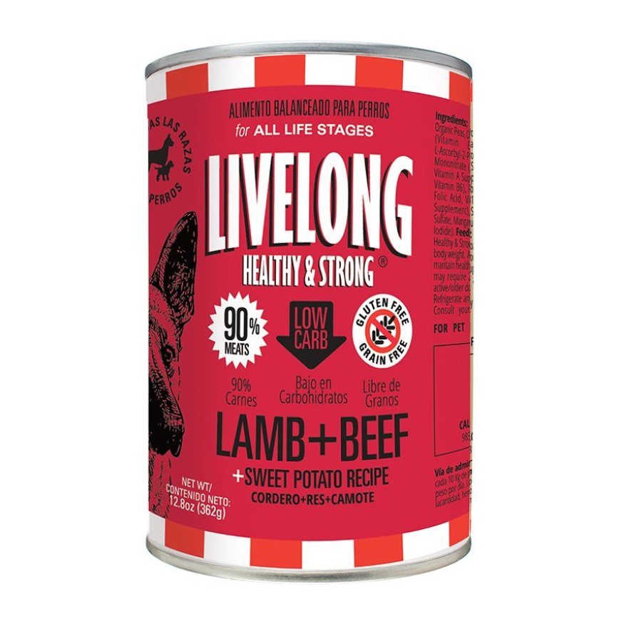 LIVELONG 狗罐頭 無穀物羊肉+牛肉+甜薯 362g (21910)