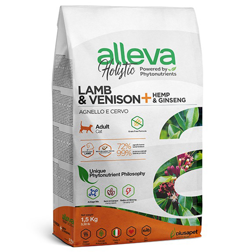 alleva 草本呵護完整配方貓乾糧 成貓 羊鹿 1.5kg (P00130)
